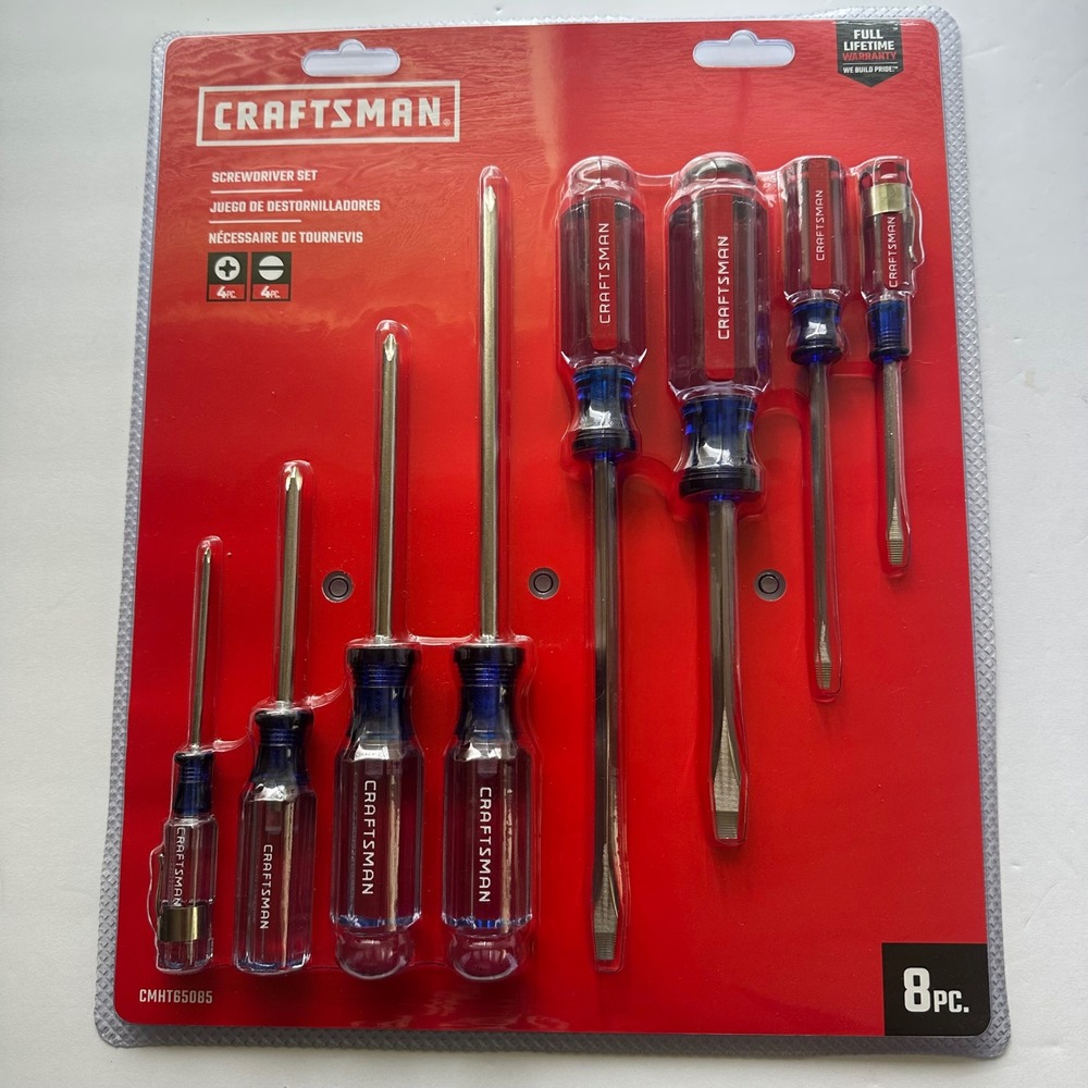 Craftsman 8 Piece Screwdriver Set Phillips Slotted Alloy Steel CMHT65085 New